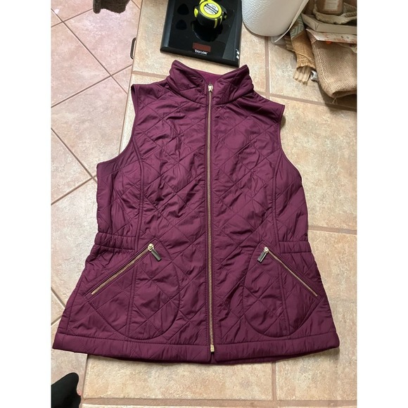Talbots Quilted Purple Vest Small Gold Zipper Preppy Outdoor - Picture 10 of 10